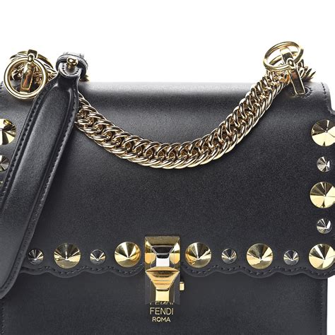 fendi khan i scallop leather shoulder bag|FENDI Vitello Liberty Scalloped Studded Small Kan I Shoulder .